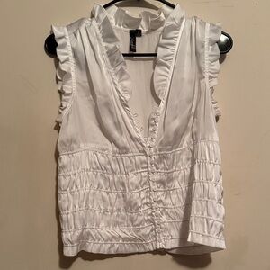 Essentials White Ruffled Blouse